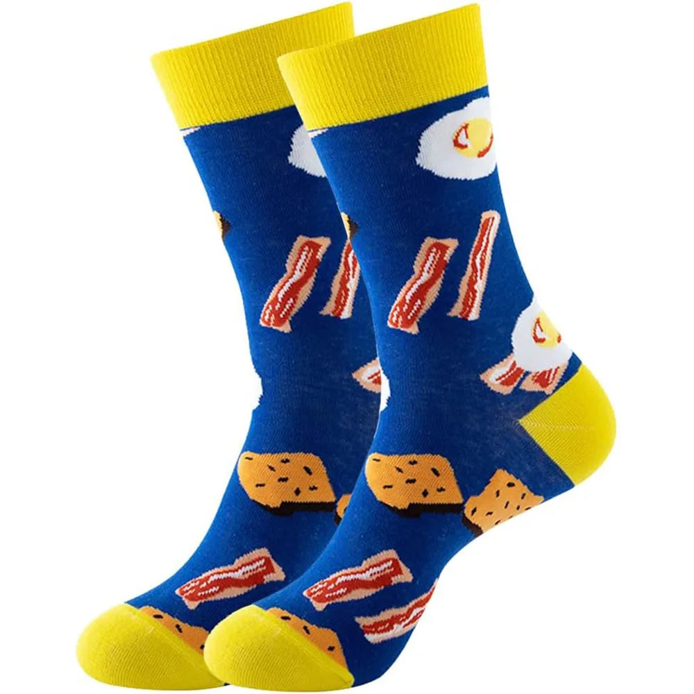 6 Pairs Unisex New Fashion Colorful Happy Casual Socks Dress Harajuku Cute Spaceman Grid Women Funny Socks