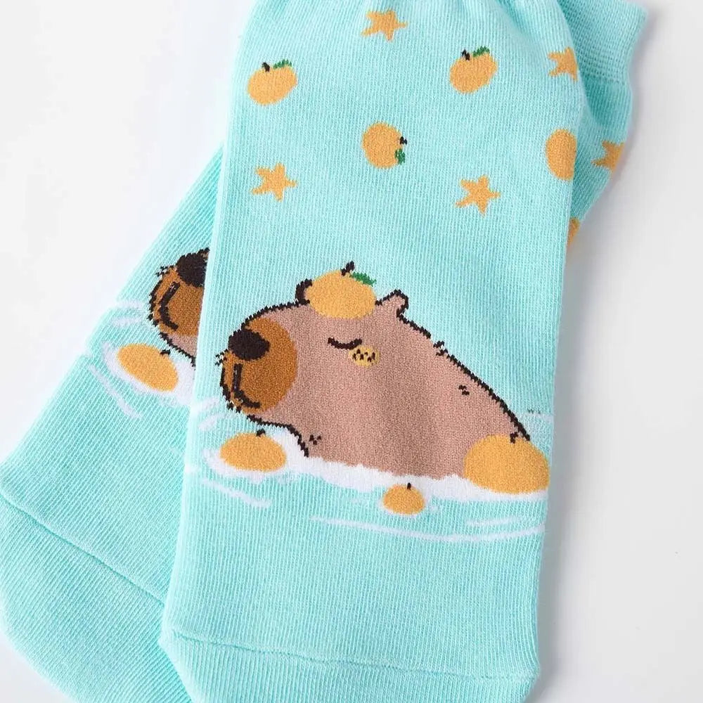 Novelty Anime Capybara Socks Letter Cotton Short Ankle Socks Kawaii Summer Hosiery Socks for Women Outdoor