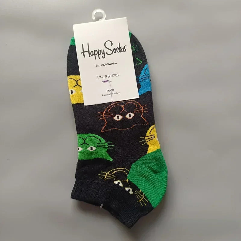 Novelty Happy Funny Mens Graphic Socks Summer Fruit Painting Dress Socks Low Cut SIZE 36-40