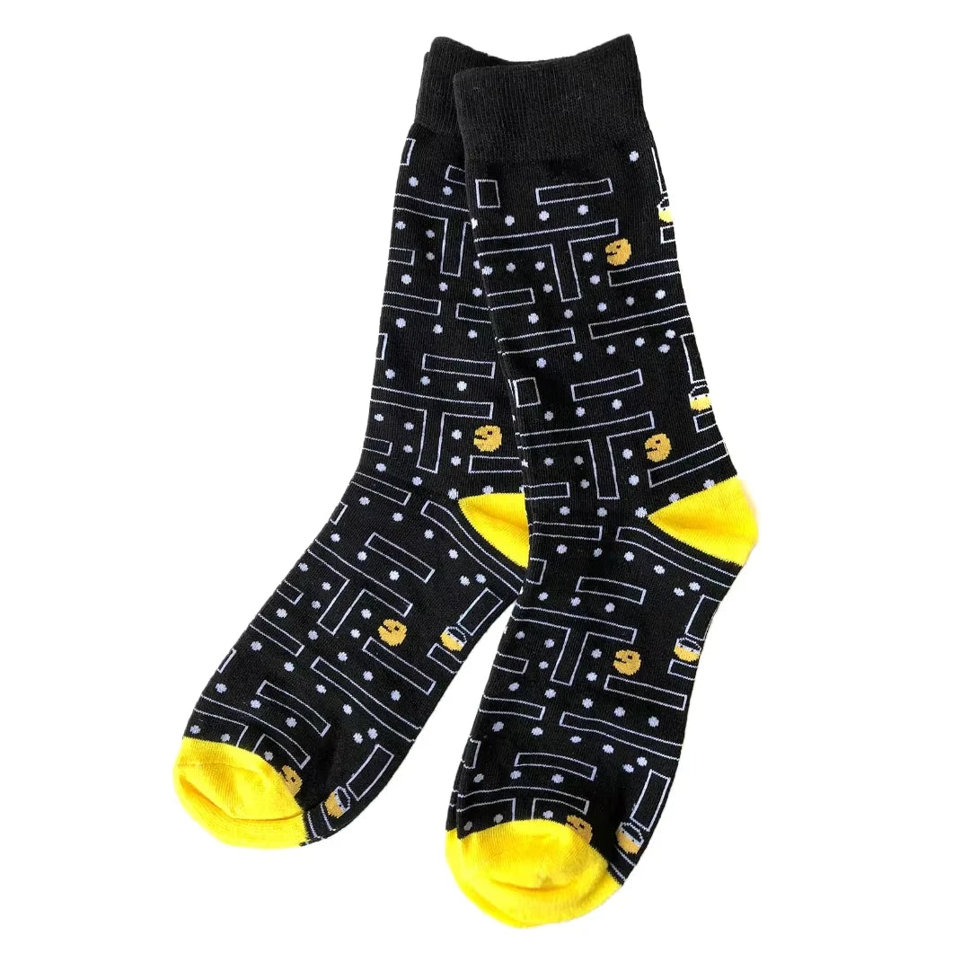 1 Pair Men's Funky Novelty Socks Unisex Old School Game Sock Trendy Fashionable Suit In All Seasons For Daily Street