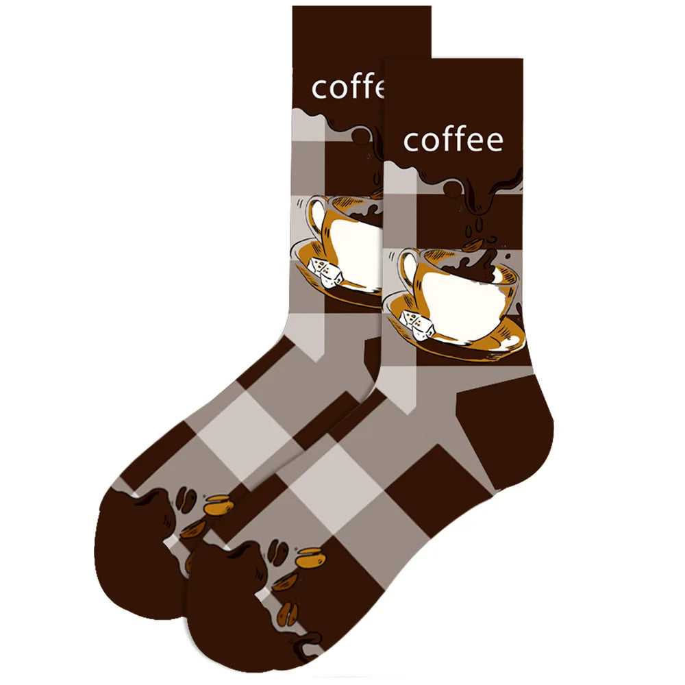 1 pair New Happy Mens Socks Women Novelty Cartoon Sock Combed Cotton Funny Men's Big Size Crew Hip Hop Thick Long Socks