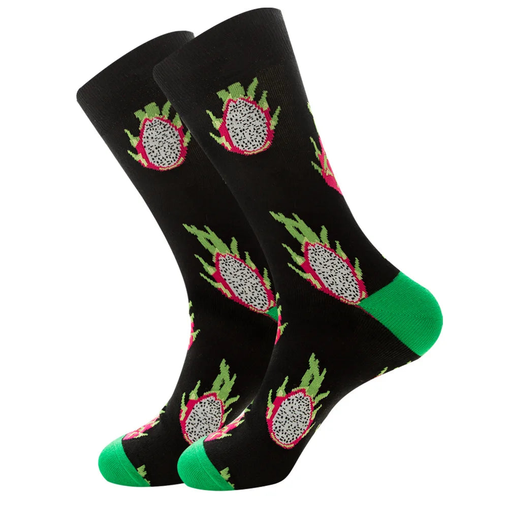 1 pair New Happy Mens Socks Women Novelty Cartoon Sock Combed Cotton Funny Men's Big Size Crew Hip Hop Thick Long Socks