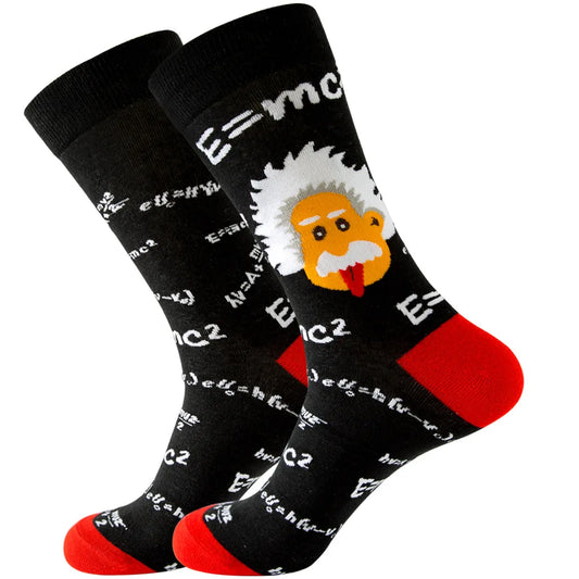 1 pair New Happy Mens Socks Women Novelty Cartoon Sock Combed Cotton Funny Men's Big Size Crew Hip Hop Thick Long Socks
