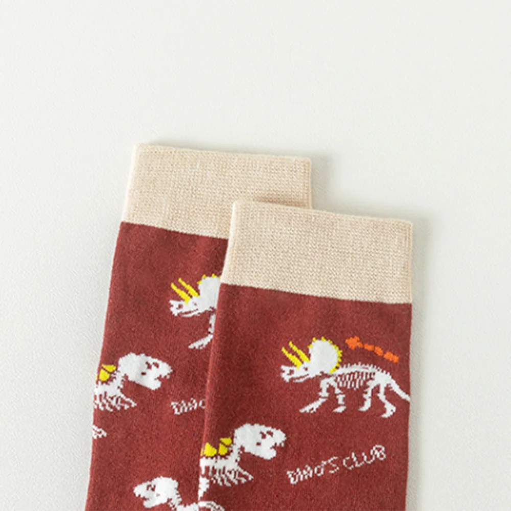 5 Pairs/Set Unisex Novelty Socks Women's Socks Funky Fancy Dinosaur Skull Trendy Funny Casual Cotton Crew Socks for Women