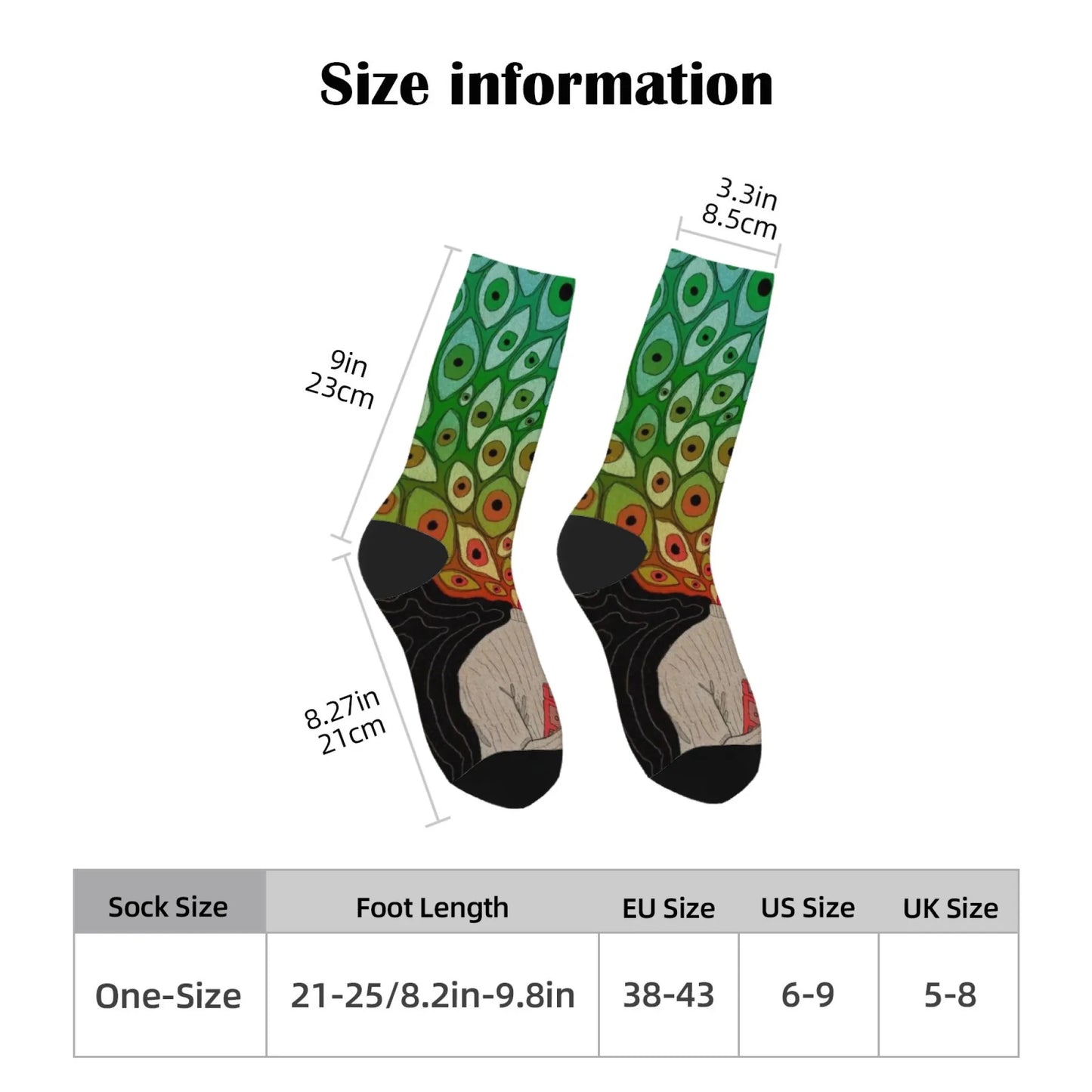 1 Pair 2025 New Unisex Socks Whimsical Novelty Cartoon Intricate Multicolored Eye Patterns Design Comfort Fashion Stocking