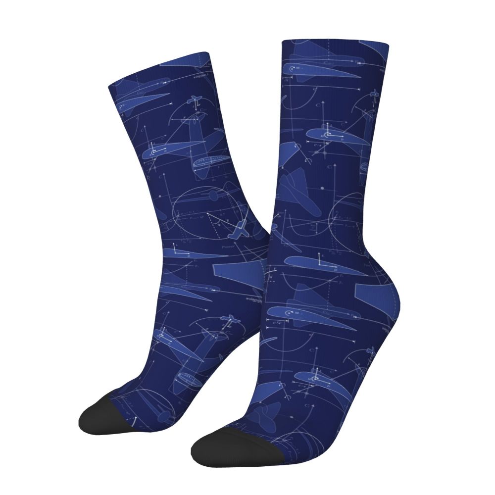Novelty Printed Captain Stripes Epaulettes Socks for Women Men Stretchy Summer Autumn Winter Aviation Airplane Pilot Crew Socks
