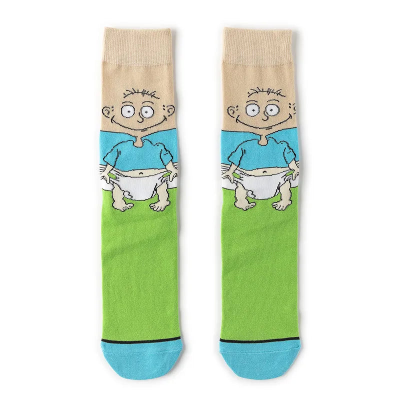 5/10/20pairs Unisex Cartoon Anime Socks, Fashion Novelty Funny Socks, Skateboard Socks, Women Men's Socks & Hosiery