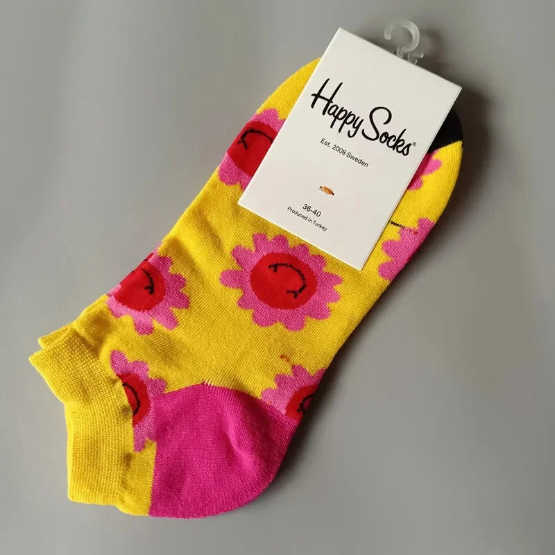 Novelty Happy Funny Mens Graphic Socks Summer Fruit Painting Dress Socks Low Cut SIZE 36-40