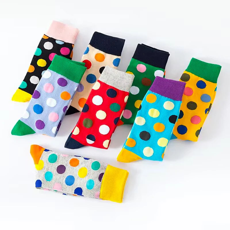 Novelty Hot Sales Happy Men Business Socks Casual Funny Socks Personality Colorful Dot Hip Hop Women Breathable Short Crew Socks