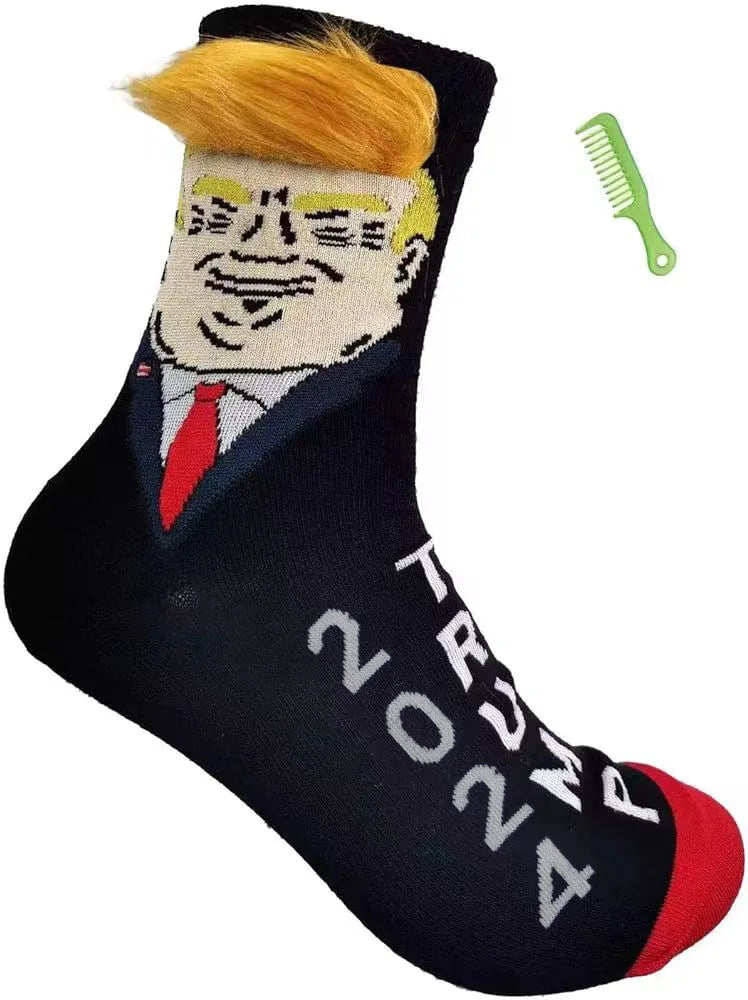 Funny Trump Novelty Socks With Hair Trump Unisex Socks Crew Socks president Trump Merchandise Giftt