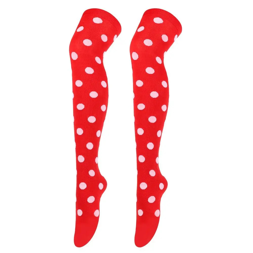 Novelty Polka Dot Thigh High Stockings Ladybug 80s 90s Red Black Dot Socks Knee High Socks for Women