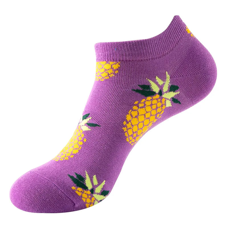 Novelty Men Short Socks Boat High Quality Geometric Fruit Sushi Colorful Pattern Fashion Socks