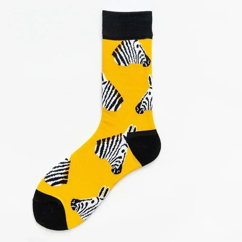 Novelty Happy Funny Men Graphic Socks Combed Cotton Omelette Frog Crazy Burger Salmon Corn Avocado Bird Fish Sock Christmas Gift