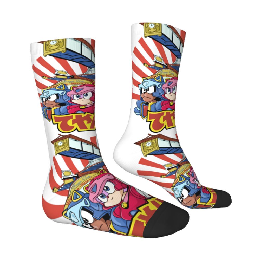 Funny Happy Men's Socks Classic Vintage Harajuku Samurai Pizza Cats TV Street Style Novelty Pattern Crew Crazy Sock Gift Printed