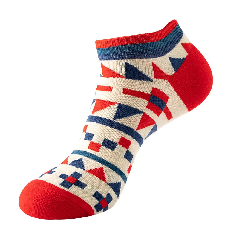 Novelty Men Short Socks Boat High Quality Geometric Fruit Sushi Colorful Pattern Fashion Socks