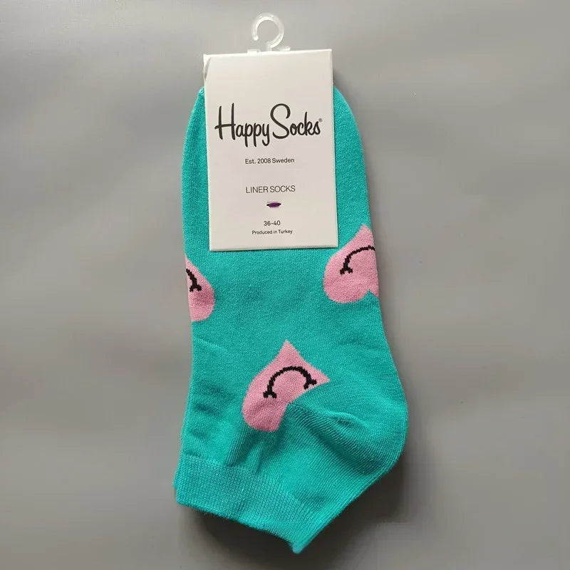 Novelty Happy Funny Mens Graphic Socks Summer Fruit Painting Dress Socks Low Cut SIZE 36-40