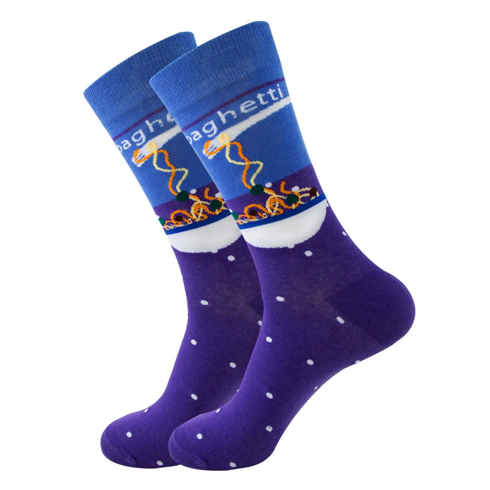 1 pair New Happy Mens Socks Women Novelty Cartoon Sock Combed Cotton Funny Men's Big Size Crew Hip Hop Thick Long Socks