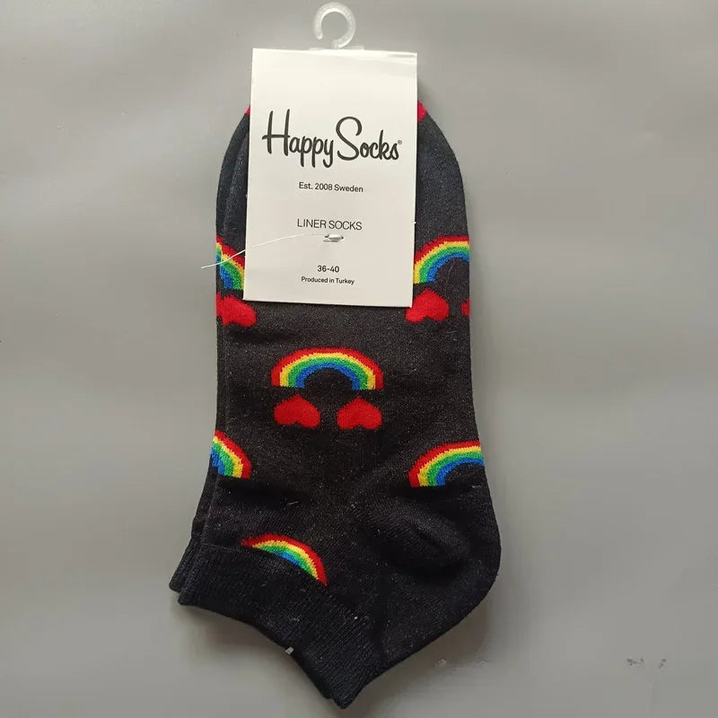 Novelty Happy Funny Mens Graphic Socks Summer Fruit Painting Dress Socks Low Cut SIZE 36-40