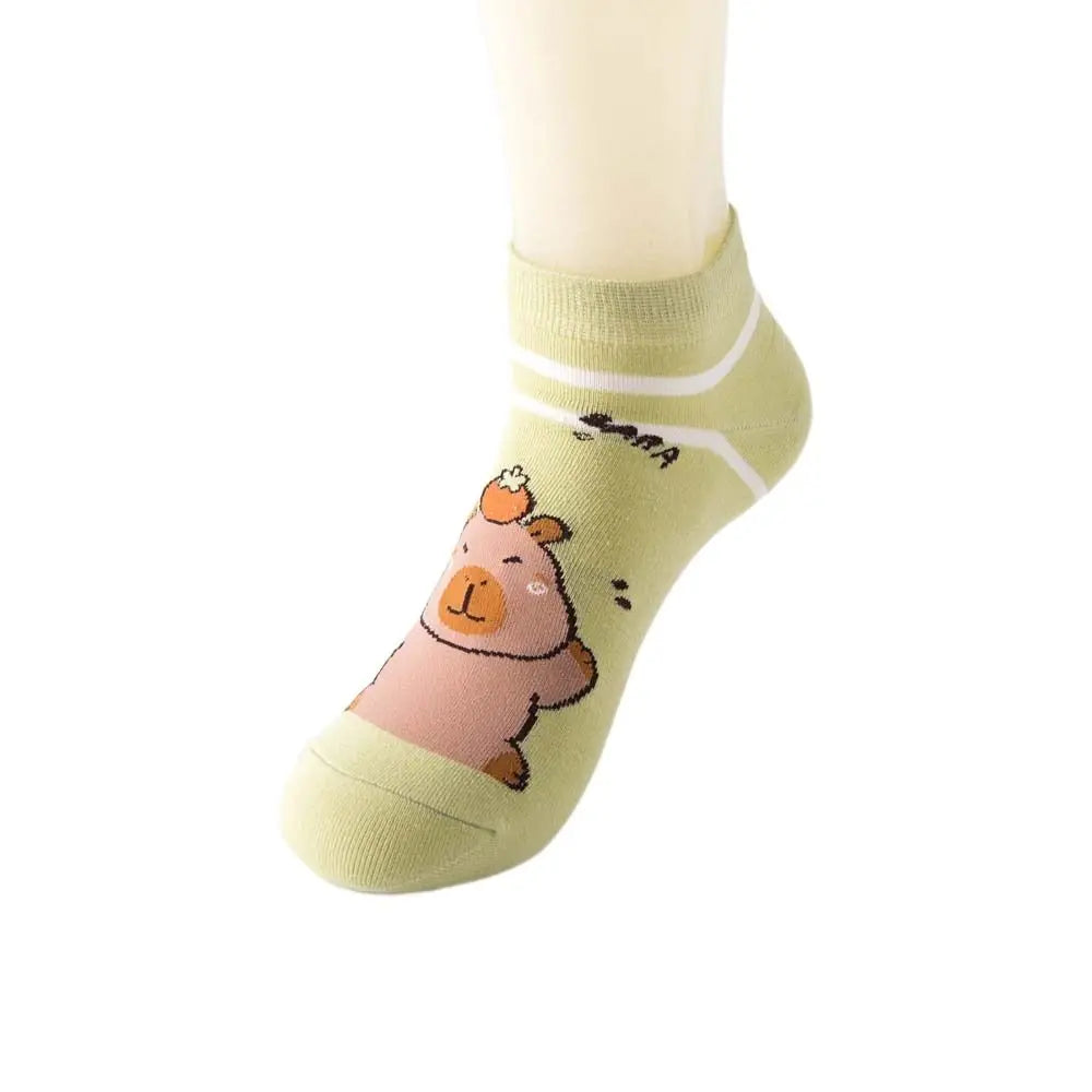 Novelty Anime Capybara Socks Letter Cotton Short Ankle Socks Kawaii Summer Hosiery Socks for Women Outdoor