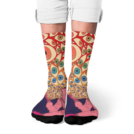 1 Pair 2025 New Unisex Socks Whimsical Novelty Cartoon Intricate Multicolored Eye Patterns Design Comfort Fashion Stocking