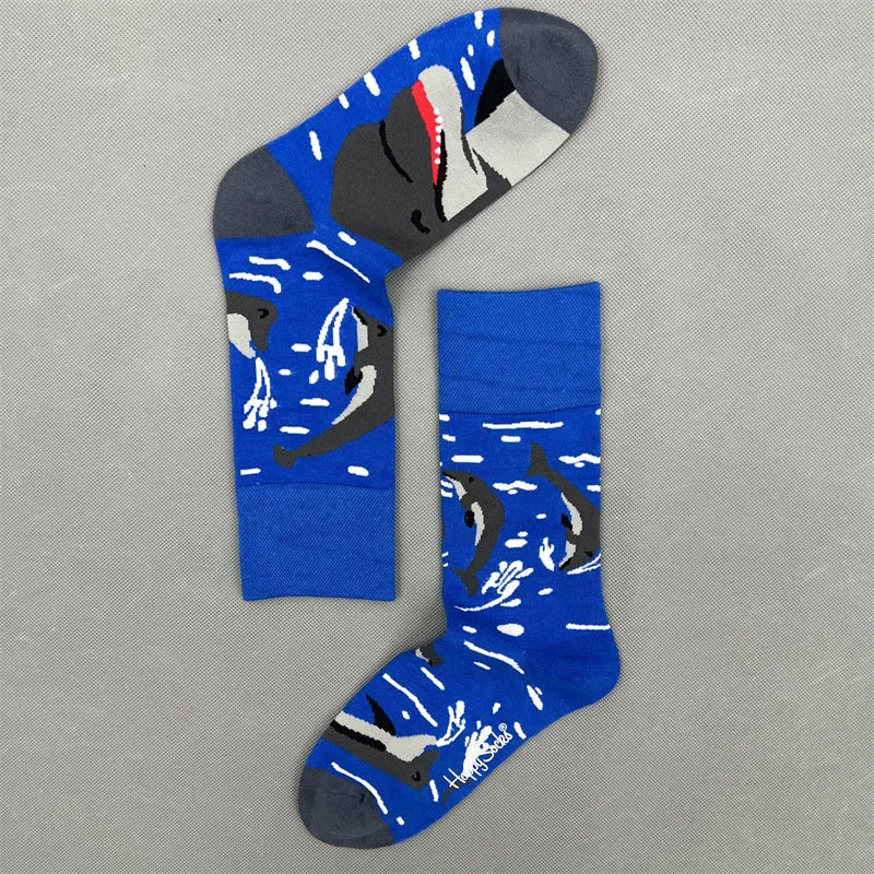New Happy Socks All Over Cartoon Print Novelty Crew Socks 36-40