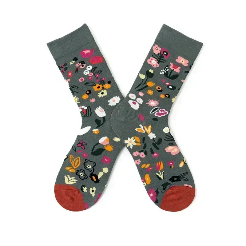 Novelty Happy Funny Men Graphic Socks Combed Cotton Omelette Frog Crazy Burger Salmon Corn Avocado Bird Fish Sock Christmas Gift