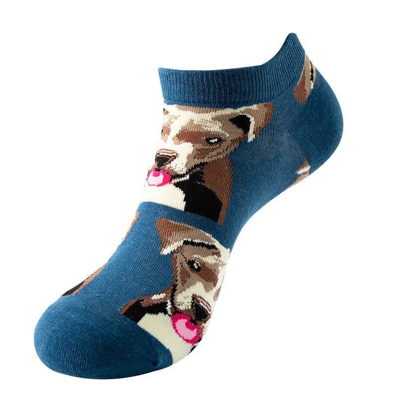 Novelty Men Short Socks Boat High Quality Geometric Fruit Sushi Colorful Pattern Fashion Socks