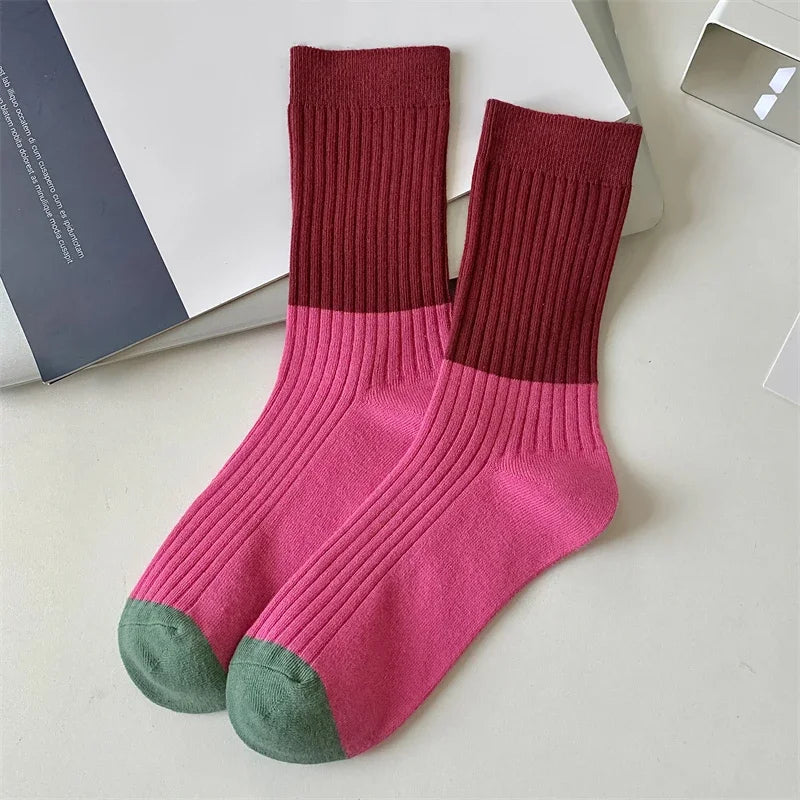 Socks For Women New Novelty Fashion Casual Girls Absorb Sweat Cotton Crew Socks Autumn Breathable Creative Color Korean Socks