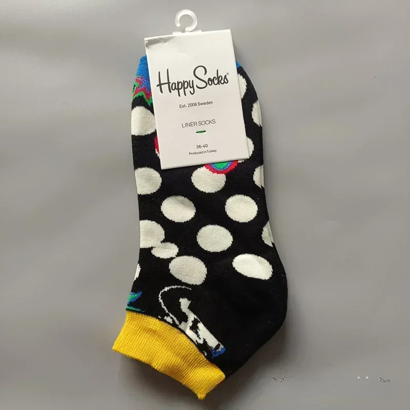 Novelty Happy Funny Mens Graphic Socks Summer Fruit Painting Dress Socks Low Cut SIZE 36-40