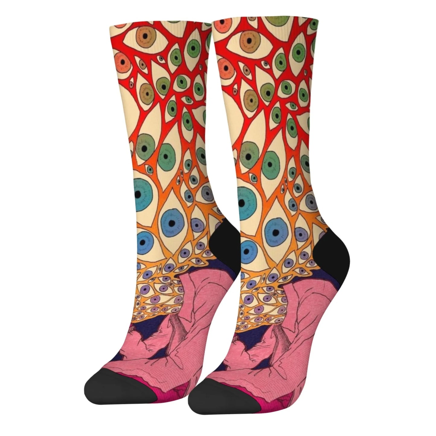 1 Pair 2025 New Unisex Socks Whimsical Novelty Cartoon Intricate Multicolored Eye Patterns Design Comfort Fashion Stocking