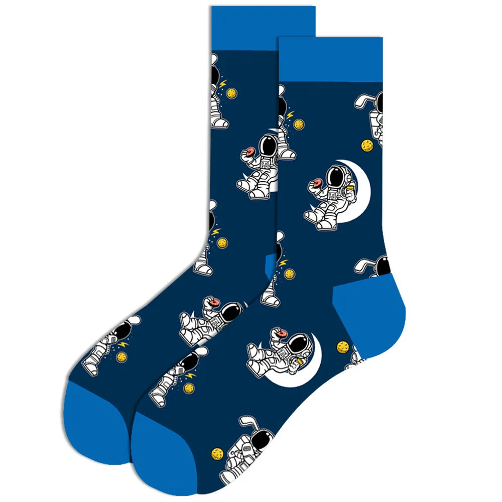1 pair New Happy Mens Socks Women Novelty Cartoon Sock Combed Cotton Funny Men's Big Size Crew Hip Hop Thick Long Socks