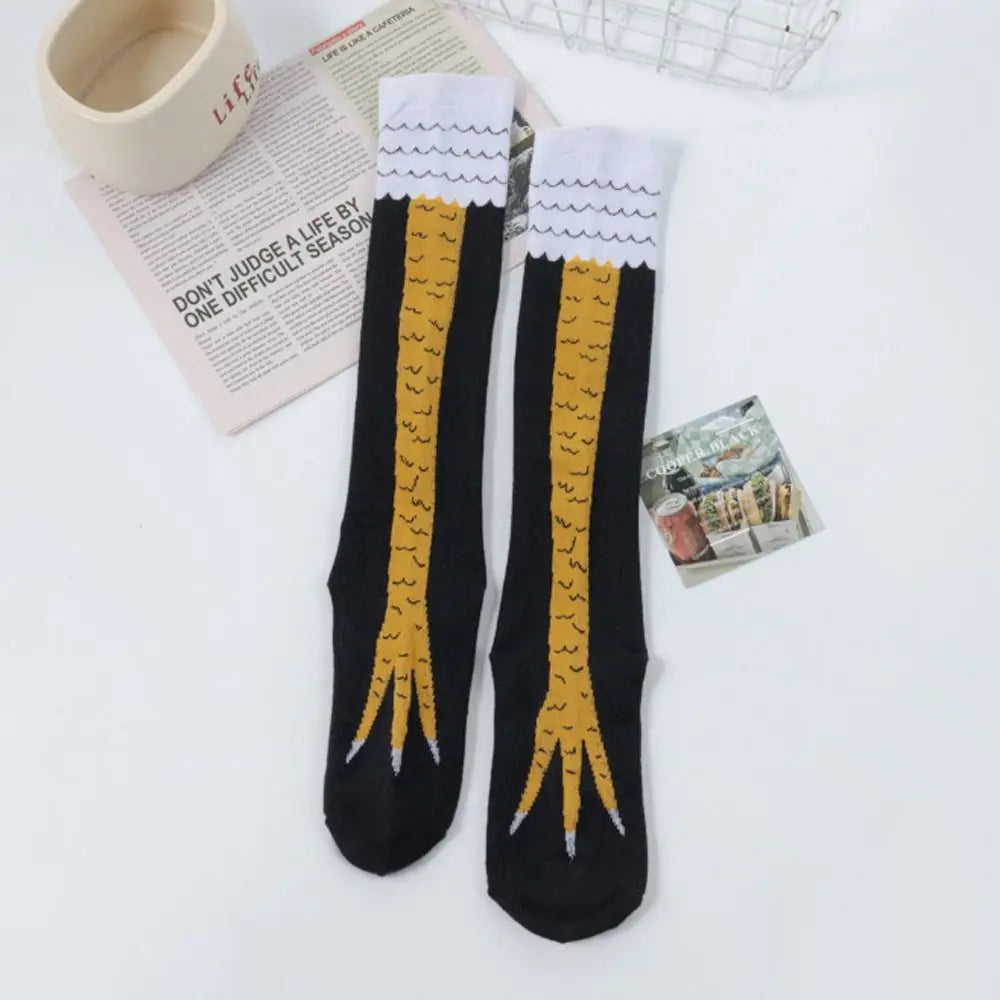 Novelty Cotton High Tube Chicken Feet Socks Breathable Harajuku Street Long Compression Socks 3D Print Above Knee High Socks