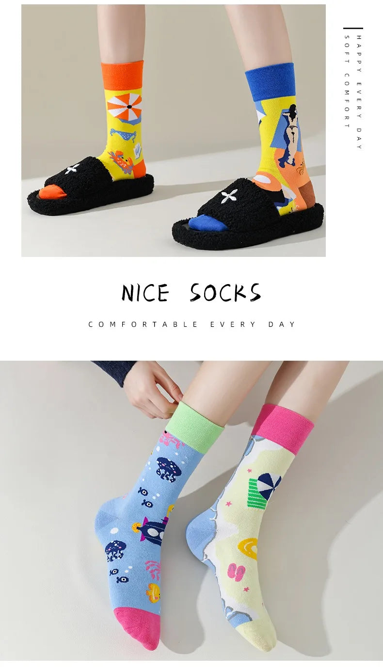 Men's Novelty Socks Men's Fun Dress Socks AB Styles Fashion Personality Cartoon Colorful Funky Fancy Crazy Funny Casual Socks