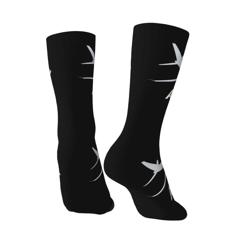 Novelty Printed Captain Stripes Epaulettes Socks for Women Men Stretchy Summer Autumn Winter Aviation Airplane Pilot Crew Socks