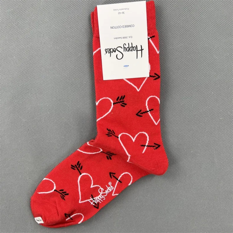 New Happy Socks All Over Cartoon Print Novelty Crew Socks 36-40