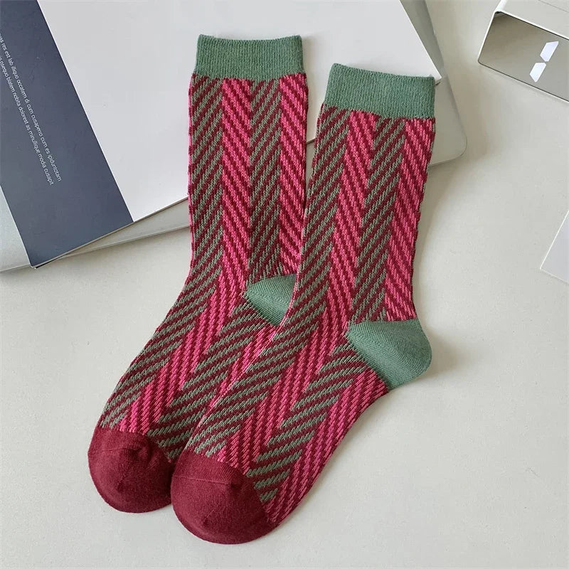 Socks For Women New Novelty Fashion Casual Girls Absorb Sweat Cotton Crew Socks Autumn Breathable Creative Color Korean Socks