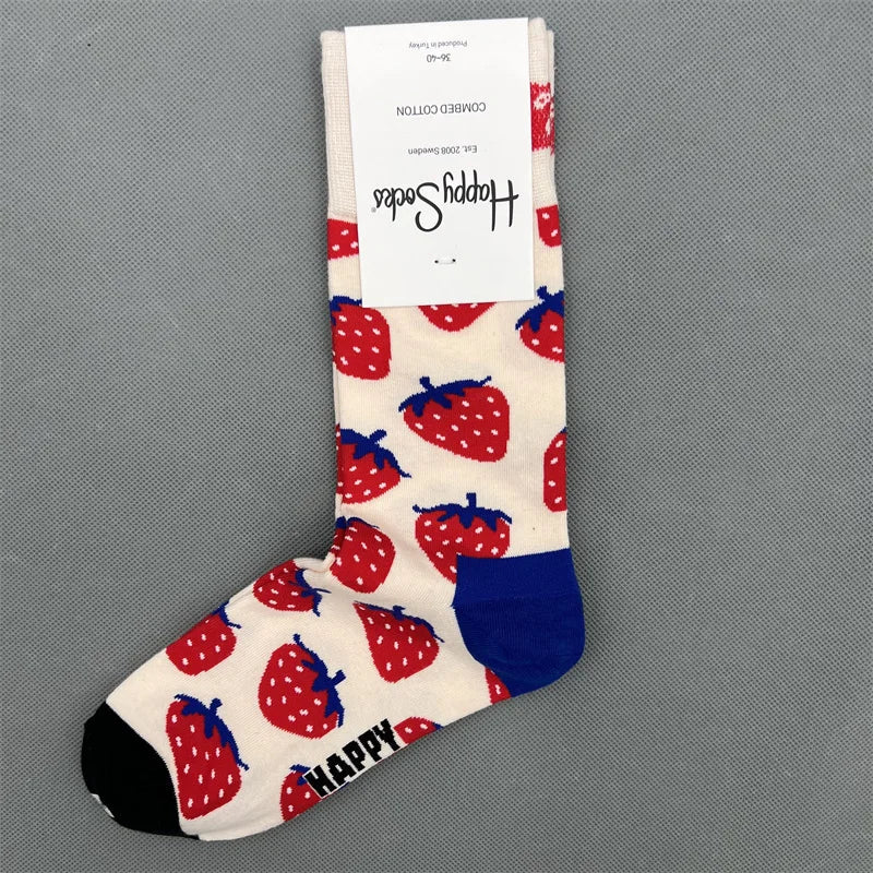 New Happy Socks All Over Cartoon Print Novelty Crew Socks 36-40