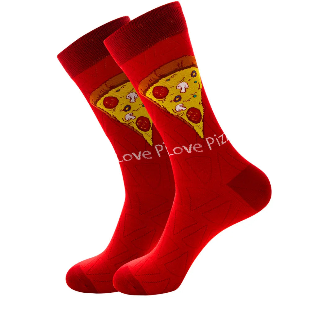 1 pair New Happy Mens Socks Women Novelty Cartoon Sock Combed Cotton Funny Men's Big Size Crew Hip Hop Thick Long Socks
