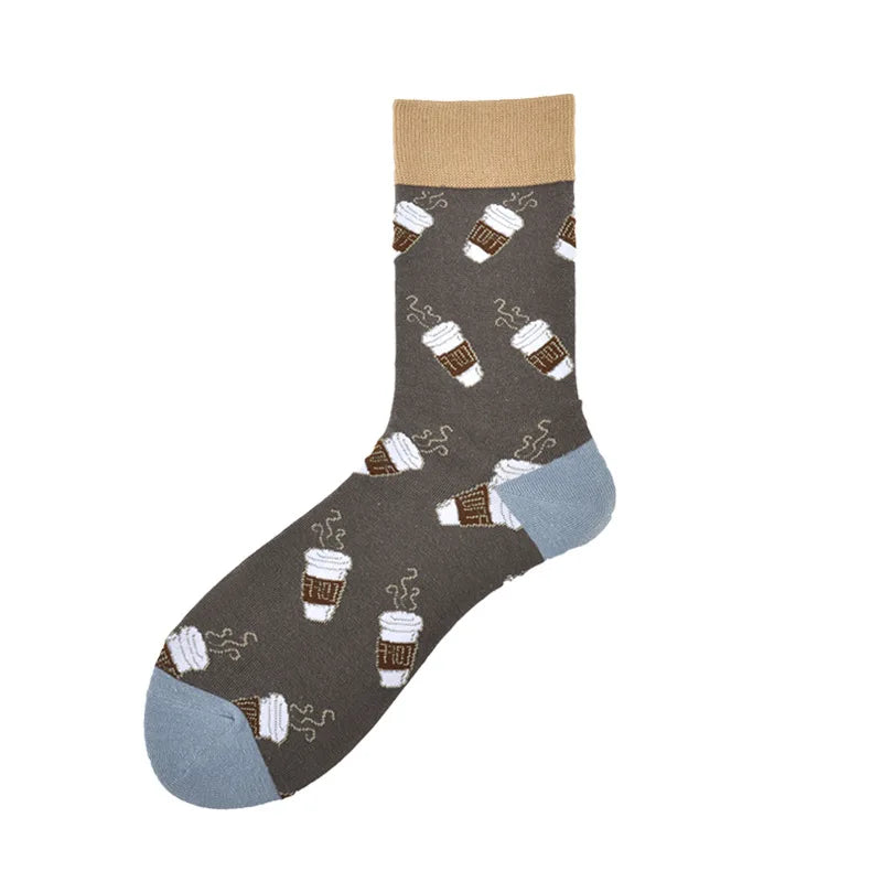 Novelty Skateboard Avocado Flamingo Cartoon Streetwear Kawaii Short Cotton Socks Happy Women Men Animal Warm Funny Cute Socks