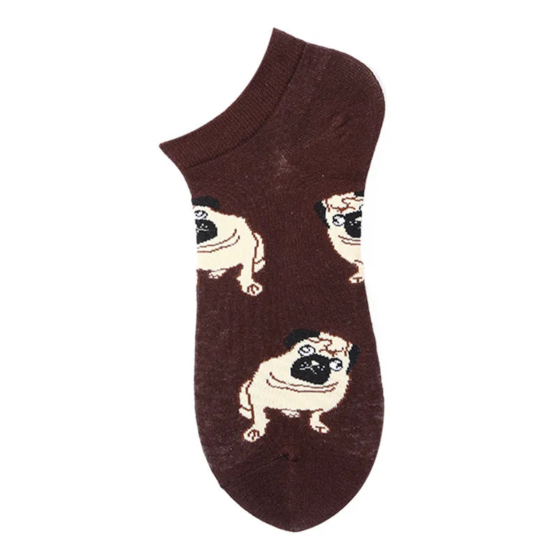Novelty Men Short Socks Boat High Quality Geometric Fruit Sushi Colorful Pattern Fashion Socks