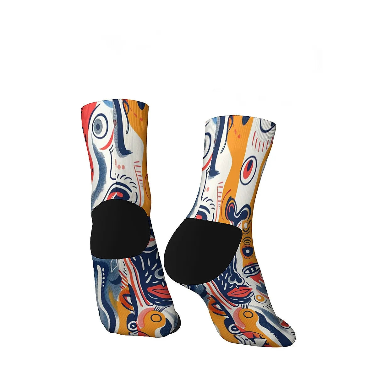 Novelty men's socks Abstract art graffiti print funny happy compression socks retro hip hop trend elements casual party sports