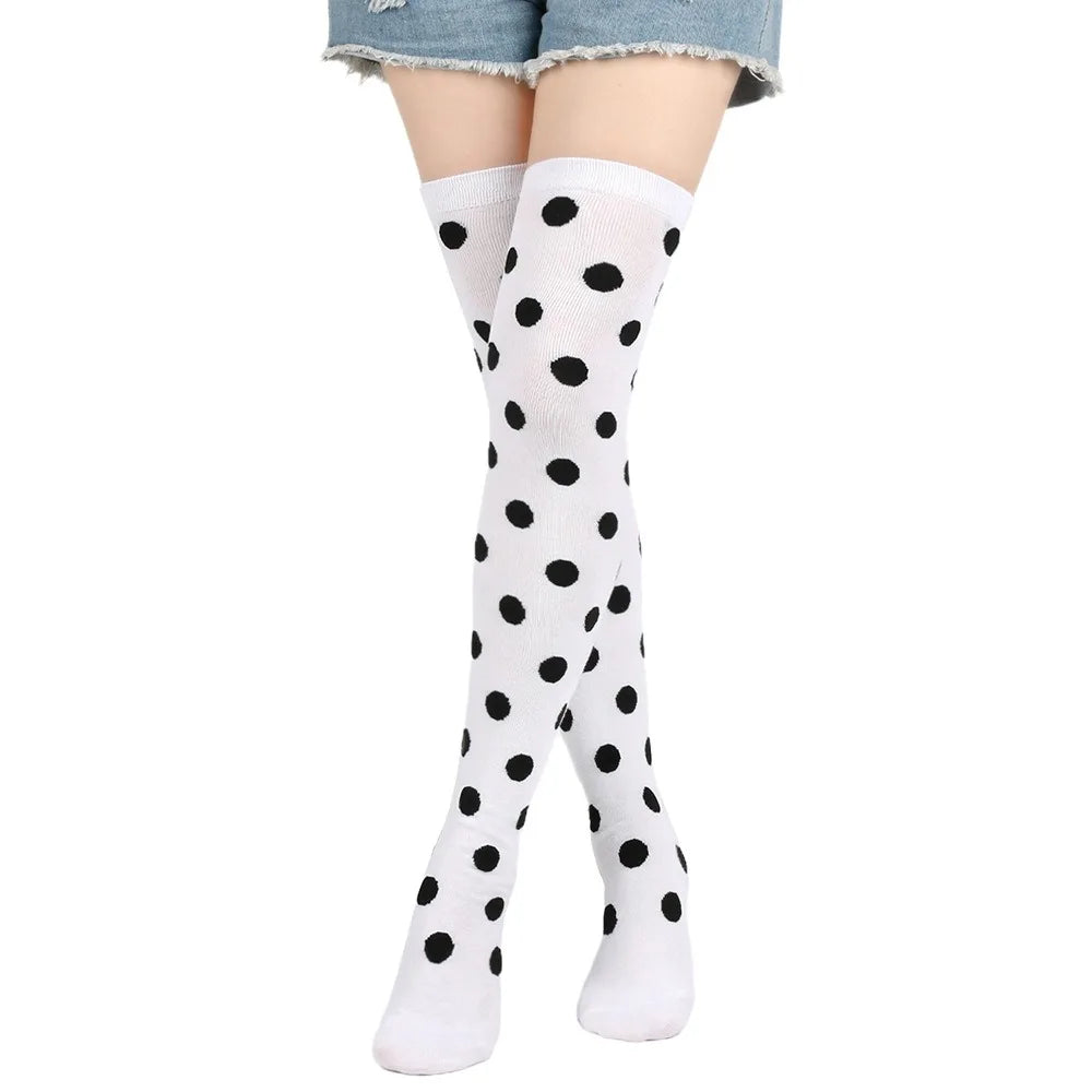 Novelty Polka Dot Thigh High Stockings Ladybug 80s 90s Red Black Dot Socks Knee High Socks for Women