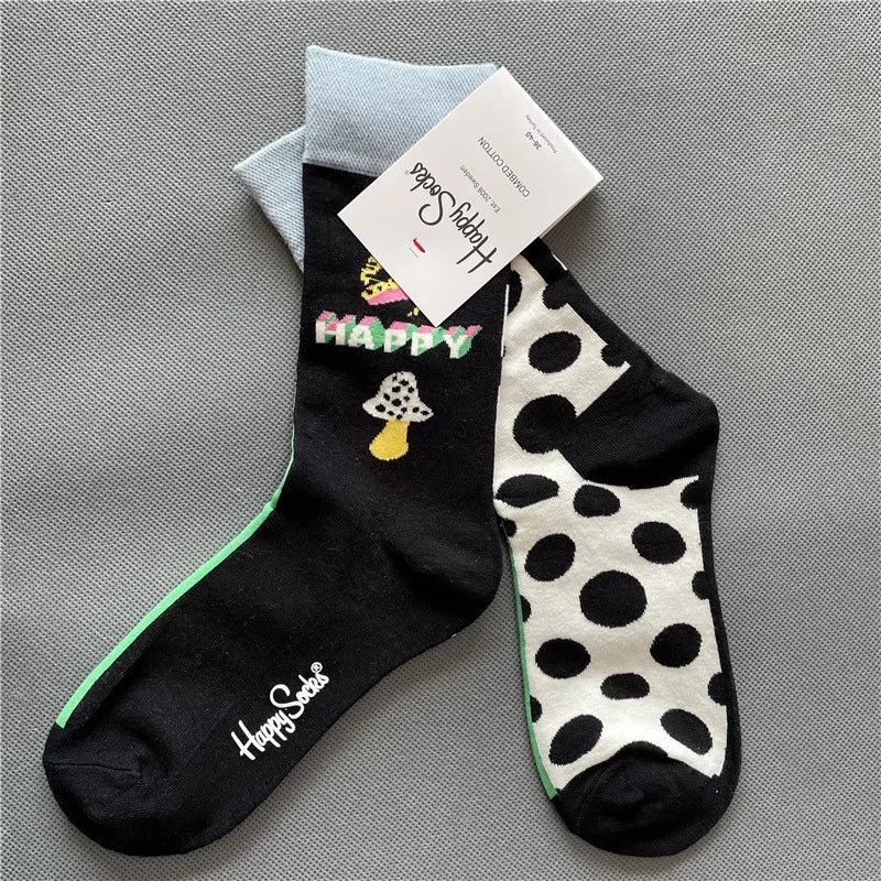 New Happy Socks All Over Cartoon Print Novelty Crew Socks 36-40
