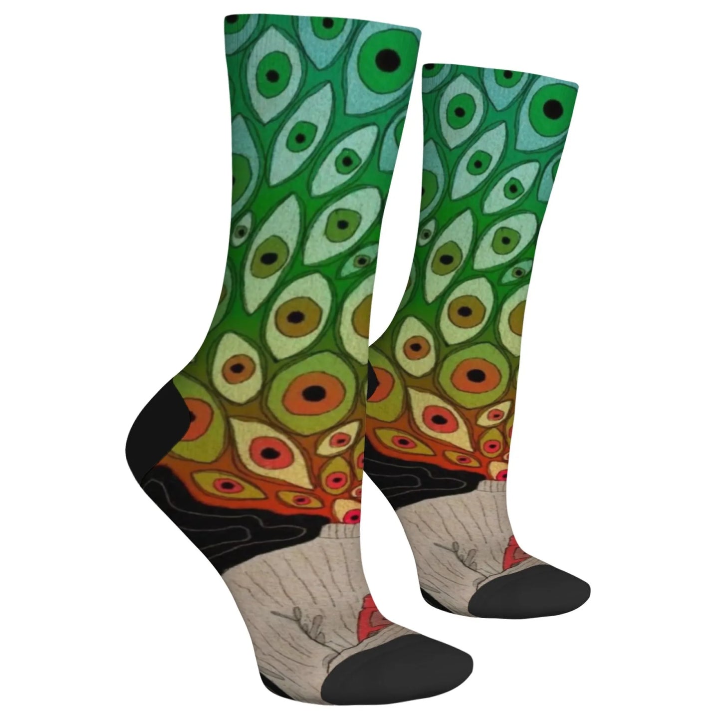 1 Pair 2025 New Unisex Socks Whimsical Novelty Cartoon Intricate Multicolored Eye Patterns Design Comfort Fashion Stocking