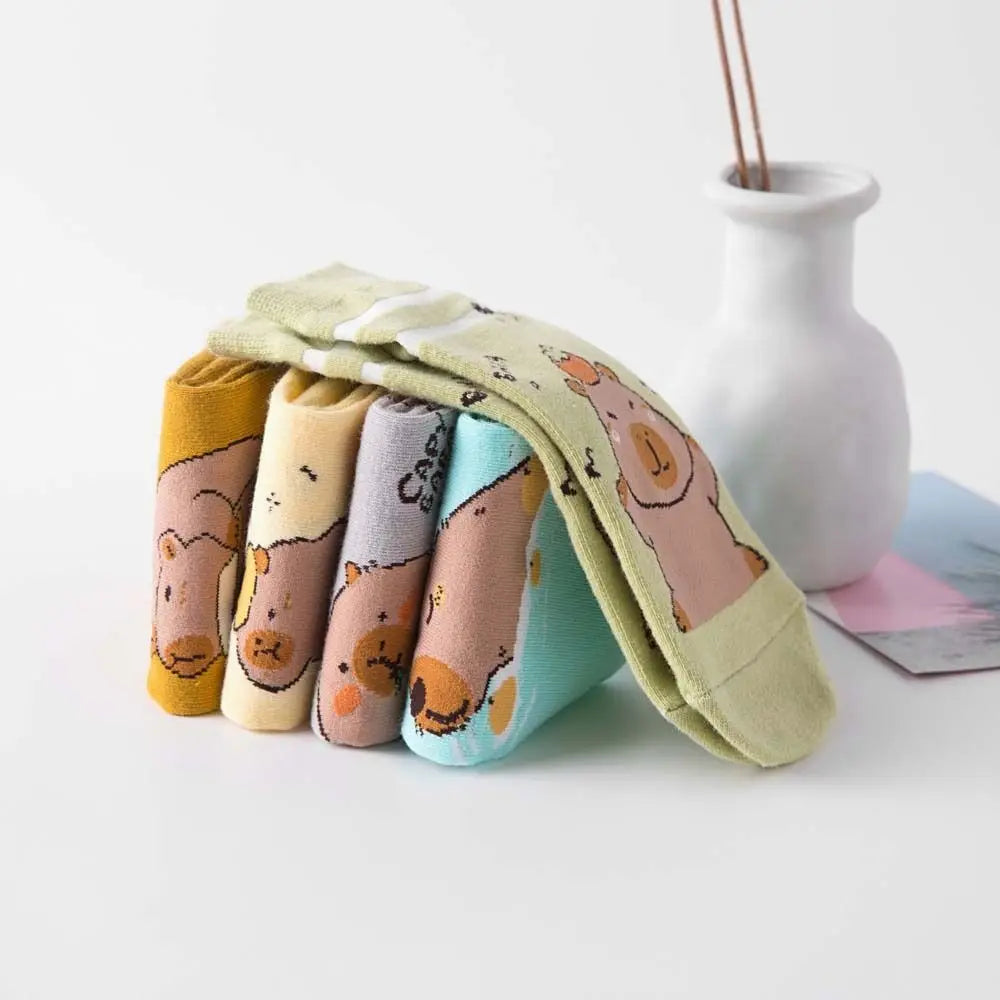 Novelty Anime Capybara Socks Letter Cotton Short Ankle Socks Kawaii Summer Hosiery Socks for Women Outdoor