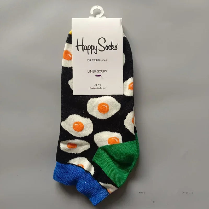 Novelty Happy Funny Mens Graphic Socks Summer Fruit Painting Dress Socks Low Cut SIZE 36-40