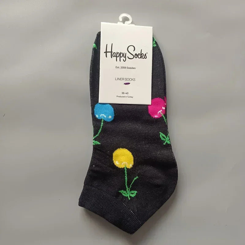 Novelty Happy Funny Mens Graphic Socks Summer Fruit Painting Dress Socks Low Cut SIZE 36-40