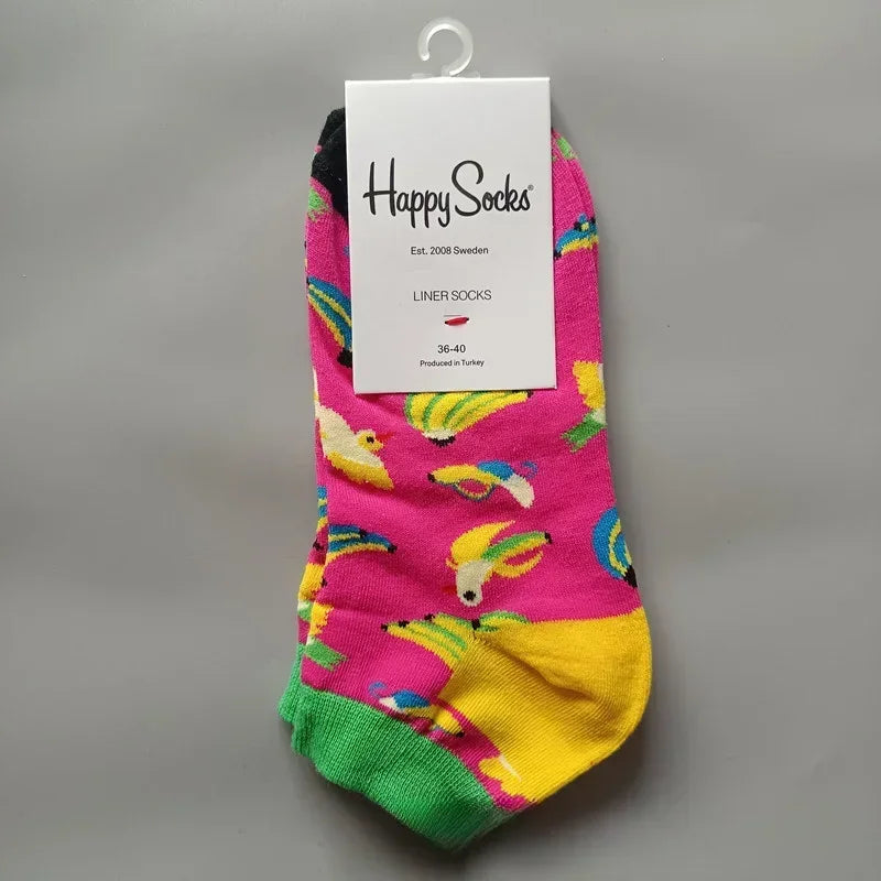 Novelty Happy Funny Mens Graphic Socks Summer Fruit Painting Dress Socks Low Cut SIZE 36-40