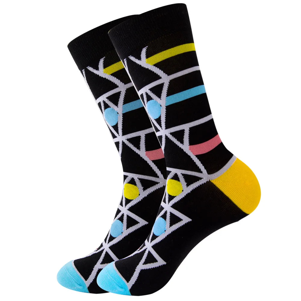 1 pair New Happy Mens Socks Women Novelty Cartoon Sock Combed Cotton Funny Men's Big Size Crew Hip Hop Thick Long Socks
