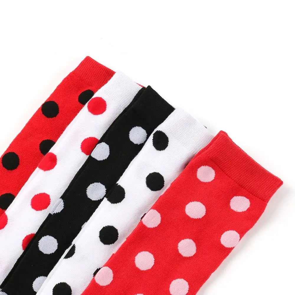 Novelty Polka Dot Thigh High Stockings Ladybug 80s 90s Red Black Dot Socks Knee High Socks for Women